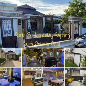 a collage of photos of a house with at Suria 3 Sepang with private pool in Sungai Pelik