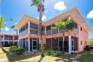 a house with palm trees in front of it at Northern Lights #4 Condo in Old Man Bay