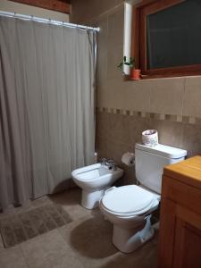 une salle de bains avec toilettes et lavabo dans l'établissement Tranquera's house, à San Martín de los Andes 14 autres photos