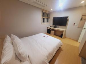 TV a/nebo společenská místnost v ubytování Hotel razaB