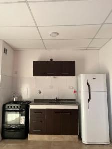 a kitchen with a white refrigerator and a stove at Delsa in Concordia +2 photos