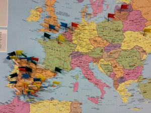 a map of the world with different countries at Casa Raquelina in Gijón