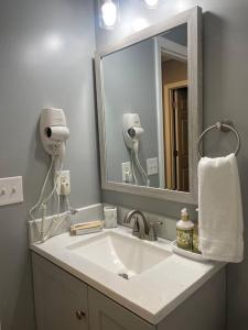 a bathroom with a sink and a mirror at Downtown Home in Chattanooga in Chattanooga