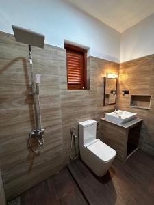 莫拉圖瓦的住宿－Bolgoda Lake Villa，一间带卫生间和水槽的浴室