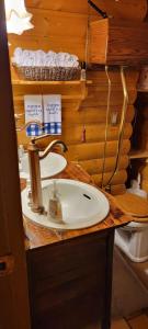 a bathroom with two sinks and a toilet at The Gratitude Homestay in Alamosa