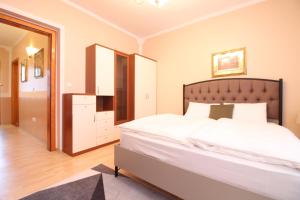 un dormitorio con una cama grande en una habitación en Retro Apartment, en Sarajevo