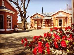 a house with red flowers in front of it at Tom's Place Guest House in Harrismith