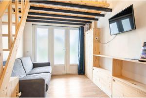 salon z kanapą i telewizorem w obiekcie Villa des palmiers, Studio cosy w mieście Villeneuve-sur-Lot +6 zdjęć