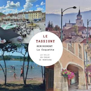 a collage of photos of a city and a lake at Le Tassigny - Hyper-Centre Balneo in Remiremont