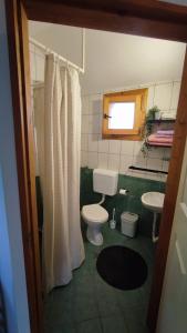 ein Bad mit einem WC und einem Waschbecken in der Unterkunft Pension Lale in Peštani
