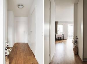 Ένα ή περισσότερα κρεβάτια σε δωμάτιο στο Modern apartment in city center