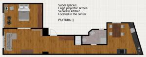 - un plan d'étage pour un petit appartement avec une porte dans l'établissement APARTEL LUX Plac Unii 72m2, à Varsovie