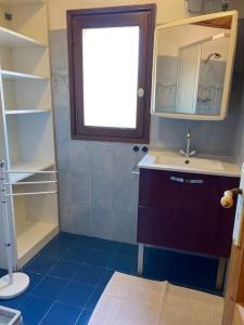baño pequeño con lavabo y ventana en Villa Le Sommet - Vidauban, en Vidauban