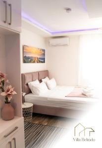 een slaapkamer met een bed in een kamer bij Belrado Apartments in Belgrado