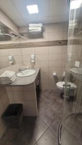 a bathroom with a sink and a toilet at euroHOTEL Sosnowiec Kazimierz in Sosnowiec