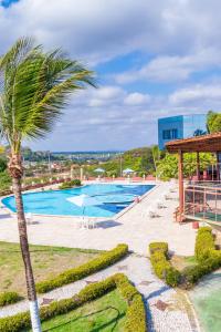 un palmier installé à côté d'une piscine dans l'établissement Porto d'Aldeia Hotel by Castelo Itaipava, à Fortaleza