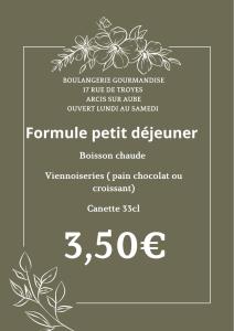 a black and white invitation with a flower on it at Chambre D'hôtes Anzi in Arcis-sur-Aube