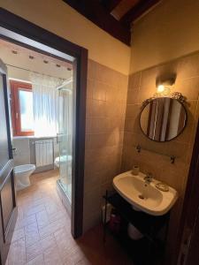 La salle de bains est pourvue d'un lavabo et d'un miroir. dans l'établissement Saturnia House, à Poggio Murella