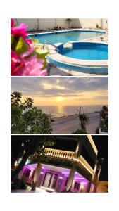 dos fotos de una casa y una piscina en مون لايت Moon Light Villa, en ‘Ezbet Sa‘dî Mugâwir