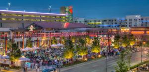 a crowd of people standing in front of a building at Crowne Plaza Chicago O'Hare Hotel & Conference Center by IHG in Rosemont