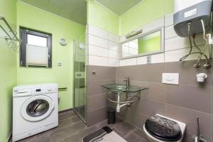 y baño con lavadora y lavamanos. en Holiday home in Ábrahamhegy - Balaton 42690, en Ábrahámhegy