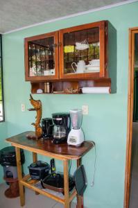 una mesa de cocina con una licuadora encima en Natural Harmony Cabin, en Puerto Jiménez