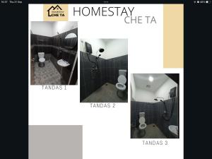 un collage de photos d'une salle de bains avec toilettes dans l'établissement HOMESTAY CHE TA TERENGGANU, à Kuala Terengganu