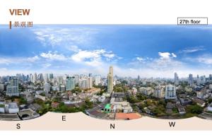 an aerial view of a city with tall buildings at Funstay Bangkok Circle Condo in Bangkok