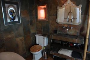 ein Badezimmer mit Toilette, Waschbecken und Spiegel in der Unterkunft São Vicente House in Lissabon + 33 Fotos