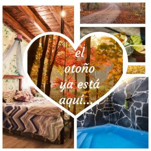 a collage of pictures of a room with a heart at El Eden de Javier in Robledillo