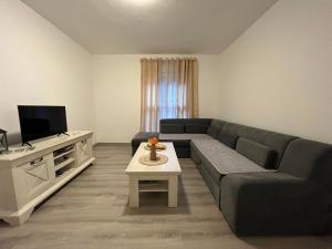 un soggiorno con divano e TV di Orlando apartman a Kotor (Cattaro)
