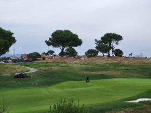 Ein Mann steht auf einem grünen Golfplatz in der Unterkunft Ryder Cup 2023 Marco Simone Golf & Country Club a 100 mt dai Campi da Golf in Marco Simone