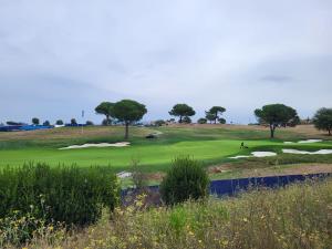 Blick auf einen Golfplatz mit Bäumen auf einem Hügel in der Unterkunft Ryder Cup 2023 Marco Simone Golf & Country Club a 100 mt dai Campi da Golf in Marco Simone
