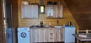 a kitchen with a washing machine and a washer at Seva Villa in Racha in Oni