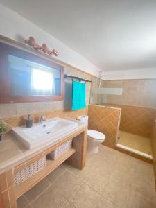 ein Bad mit einem Waschbecken und einem WC in der Unterkunft Casa Rural Pili Mallorca in Felanitx