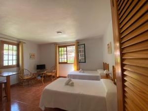 a bedroom with two beds and a table and a desk at Apartamento Nelly S2 in Valle Gran Rey