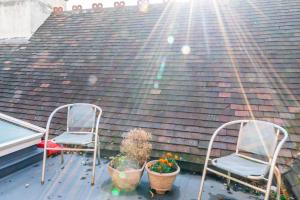 twee stoelen en planten op het dak van een huis bij Private Parking Central With Roof Terrace in Wolverhampton