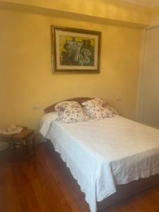 - une chambre avec un lit et 2 oreillers dans l'établissement Unique Spacious Apartment, à Vigo
