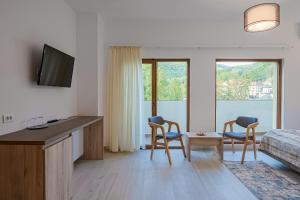 TV a/nebo společenská místnost v ubytování Hotel Cascada BAILE OLANESTI