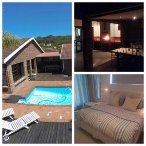 a collage of pictures of a house with a swimming pool at Plettenberg Bay 7 BUNKER AVENUE in Plettenberg Bay