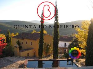 a sign for a villa do barrio with a swimming pool at Quinta do Barrieiro - Art Selection by Maria Leal da Costa in Marvão