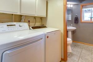 a small kitchen with a dishwasher and a toilet at Furnished Deck and Fire Pit Thornton Family Retreat in Thornton +27 photos