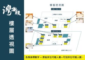 een plattegrond van een gebouw met trappen bij 灣客棧壯圍56館 in Yilan