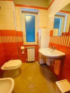 een badkamer met een toilet en een wastafel bij Casa vacanze MELFA in Atina