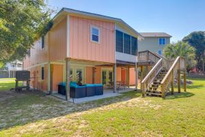 a house with a staircase in front of it at Emerald Isle Vacation Rental, Walk to Beach! in Emerald Isle