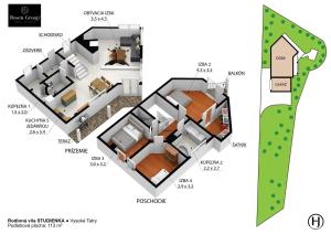The floor plan of Vila Studienka