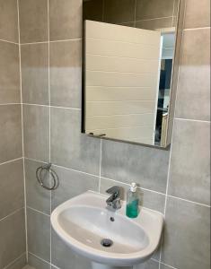 uma casa de banho com um lavatório e um espelho em Offline em Boksburg