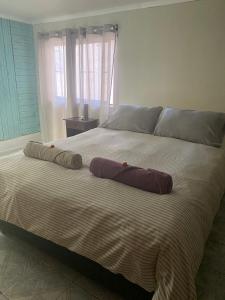 uma cama grande com duas almofadas em cima em Suite Loreto em Caldera