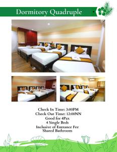 un grupo de camas en una habitación de hotel en Loreland Farm Resort, en Antipolo