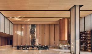 a rendering of a restaurant with tables and chairs at Taj The Trees, Mumbai in Mumbai